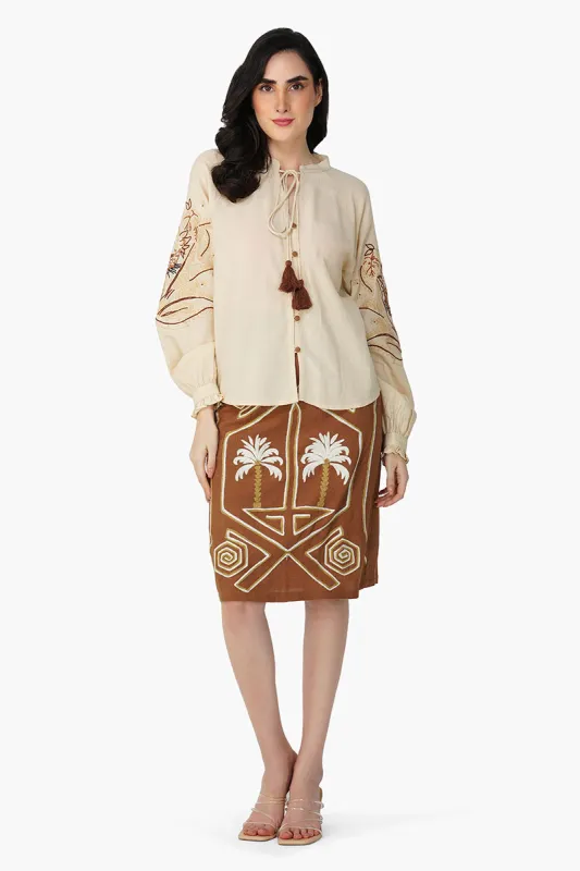 Bali Tiger Embroidered Blouse sold by America & Beyond