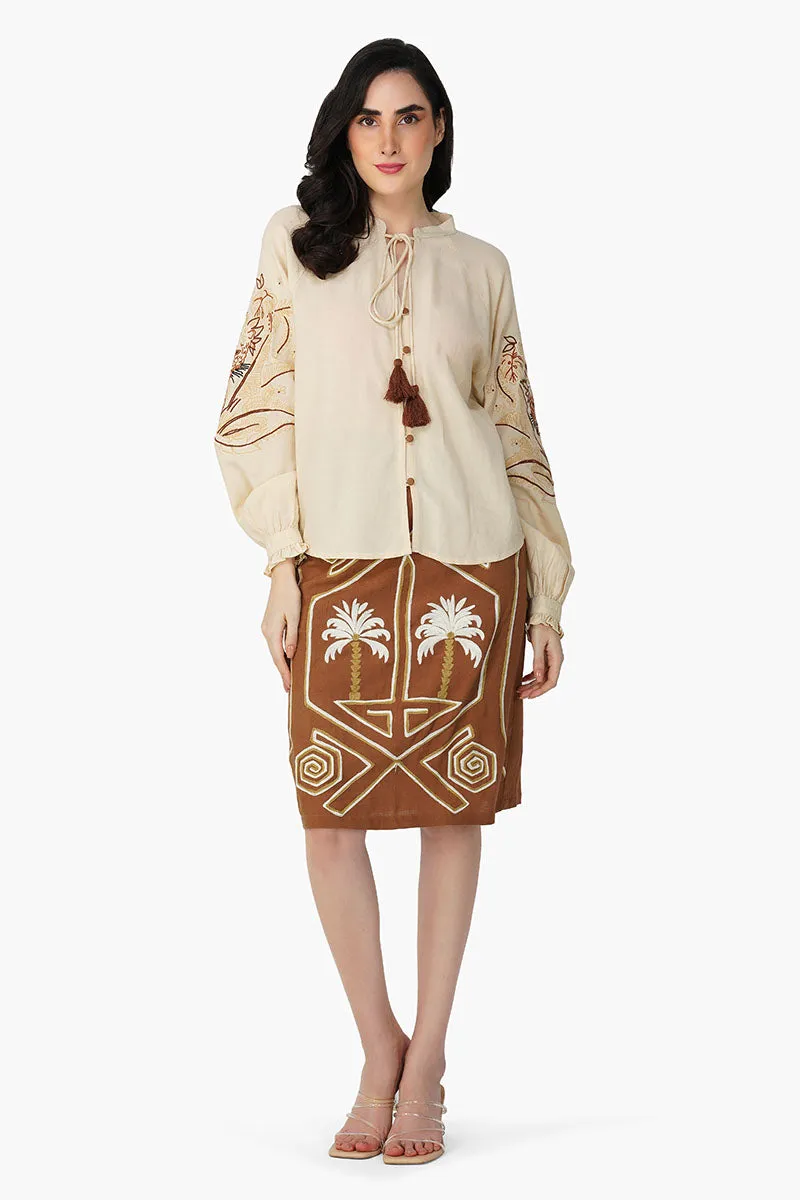 Bali Tiger Embroidered Blouse sold by America & Beyond