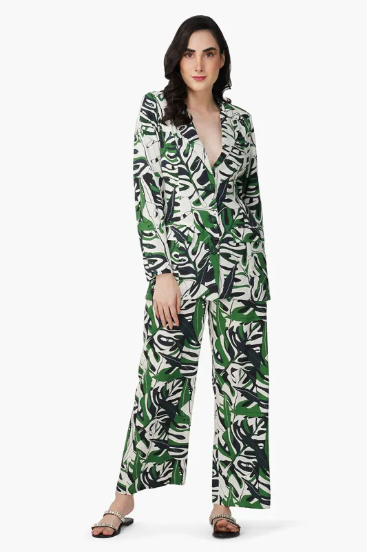 Green Birch Tropical Printed Blazer made by America & Beyond
