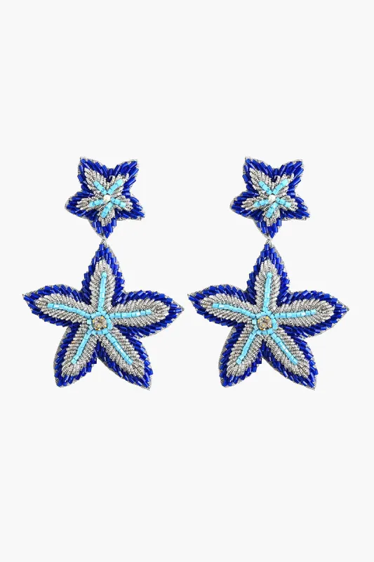 Blue Starfish Beaded Drop Earrings sold by America & Beyond
