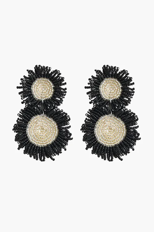 Black and Silver Beaded Statement Earrings sold by America & Beyond