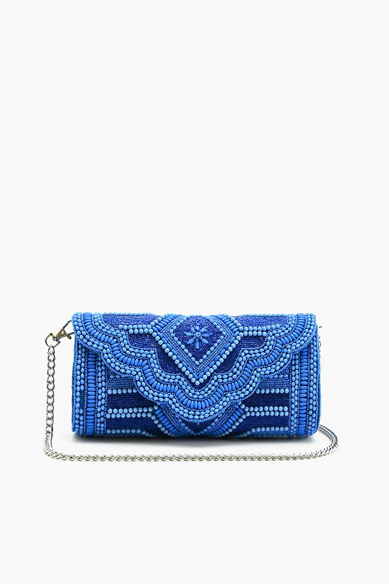 Cobalt Blue Glamour Clutch sold by America & Beyond