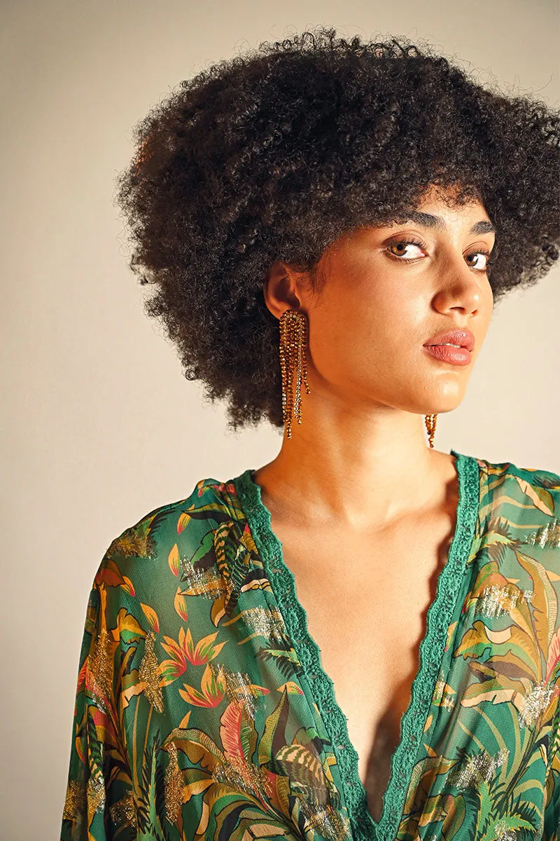 Golden Cascade Beaded Earrings sold by America & Beyond product image thumbnail 2