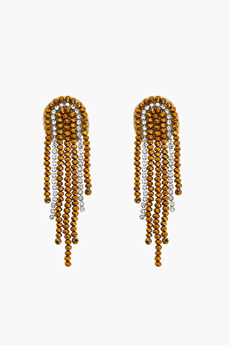 Golden Cascade Beaded Earrings sold by America & Beyond