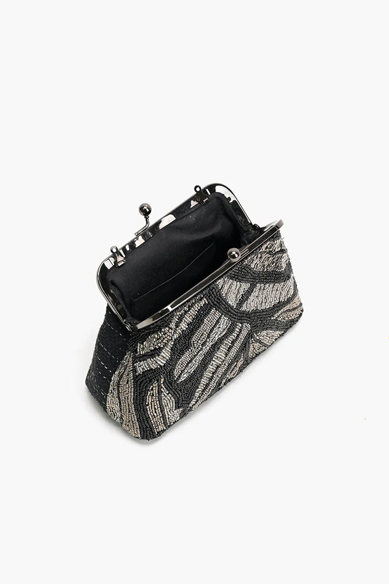 Midnight Silver Swirl Frame Clutch sold by America & Beyond product image thumbnail 5