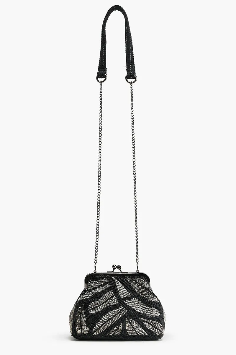 Midnight Silver Swirl Frame Clutch sold by America & Beyond product image thumbnail 2