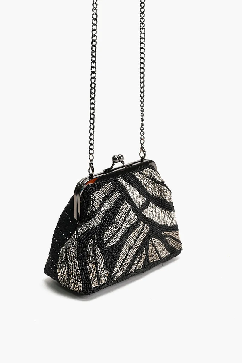 Midnight Silver Swirl Frame Clutch sold by America & Beyond product image thumbnail 4