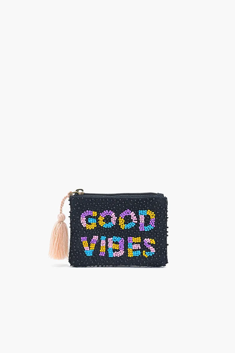 Vibrant Good Vibes Beaded Pouch sold by America & Beyond