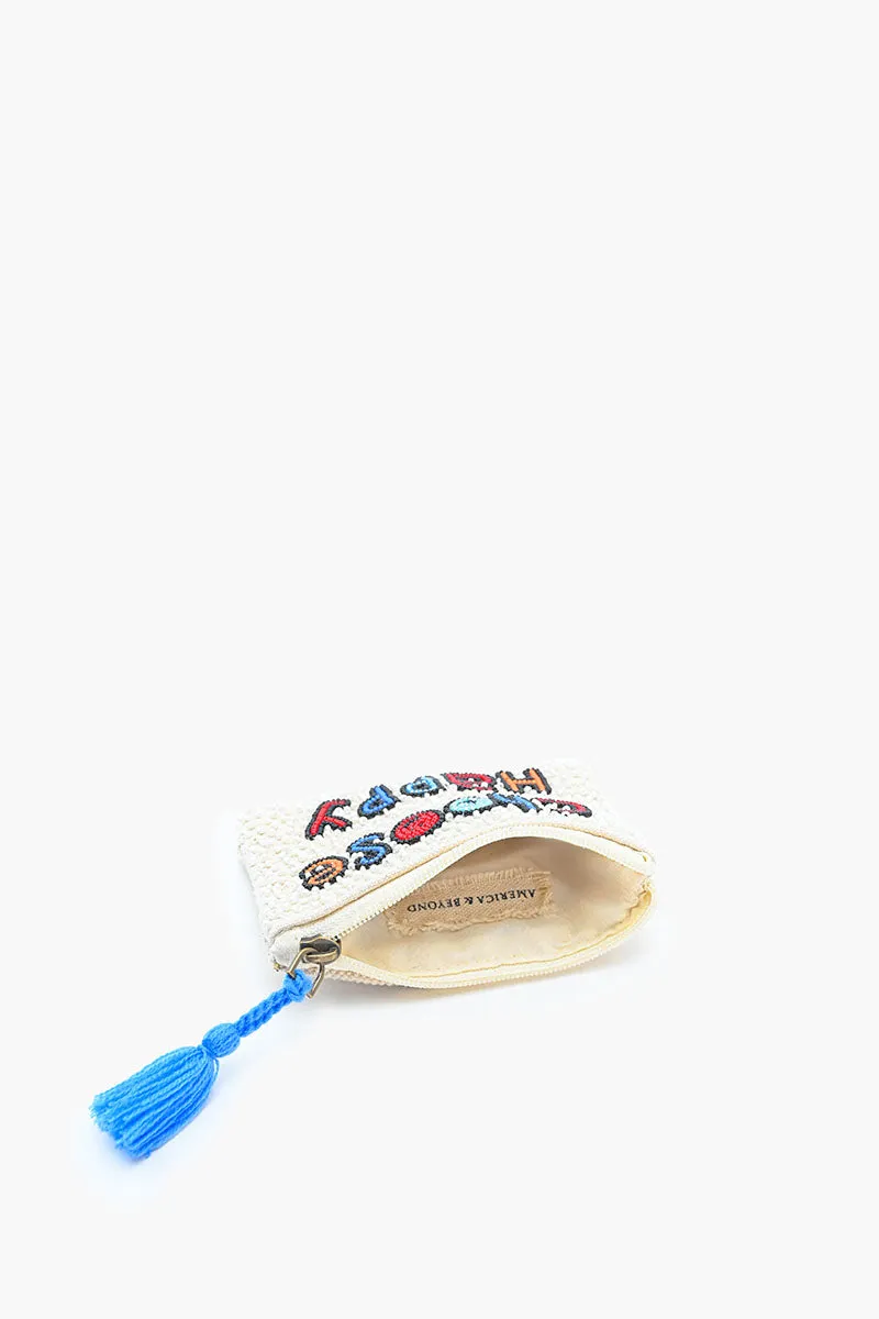 Choose Happy Embroidered Pouch sold by America & Beyond product image thumbnail 3