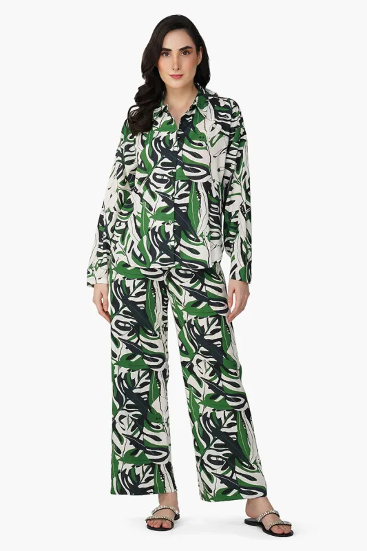 Green Birch Tropical Printed  Shirt sold by America & Beyond