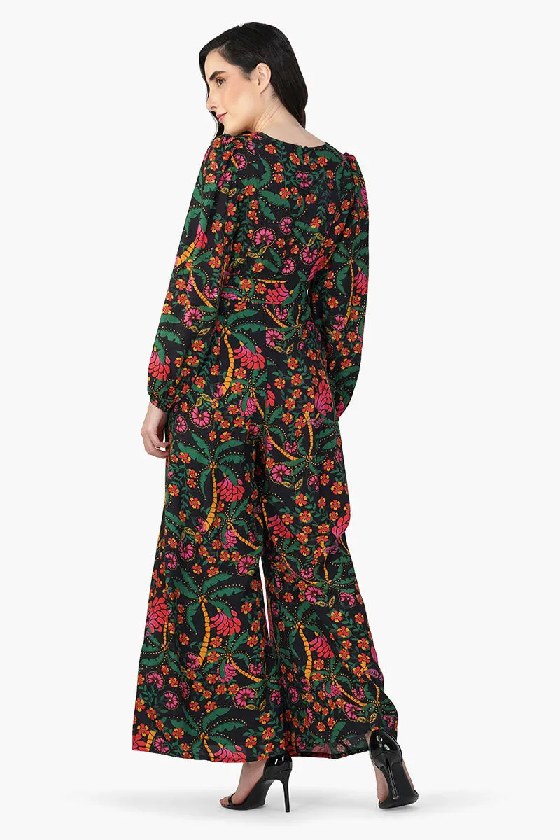 Black Autumn Flora Embellished Jumpsuit sold by America & Beyond product image thumbnail 3