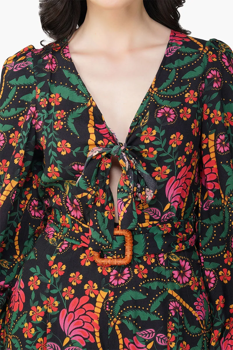 Black Autumn Flora Embellished Jumpsuit sold by America & Beyond product image thumbnail 4