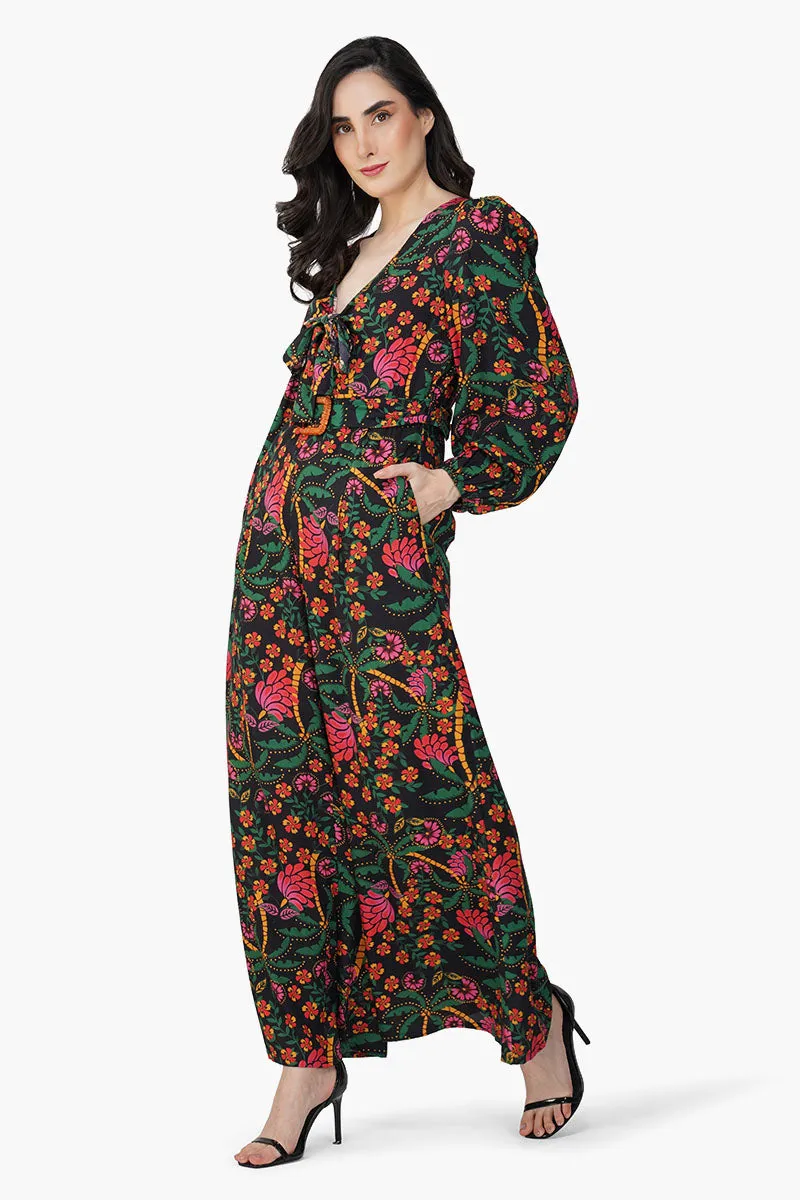 Black Autumn Flora Embellished Jumpsuit sold by America & Beyond product image thumbnail 2