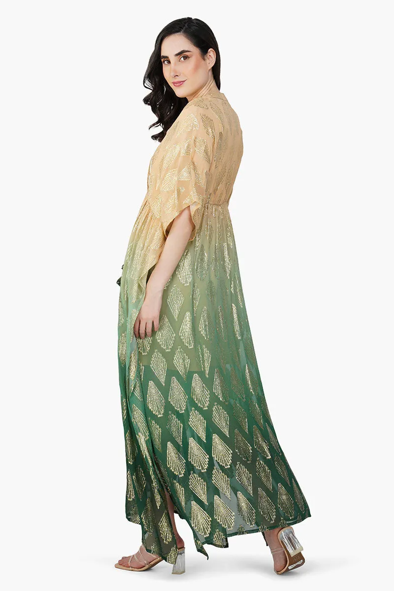 Jungle Green Ombray Lurex Kaftan sold by America & Beyond product image thumbnail 4
