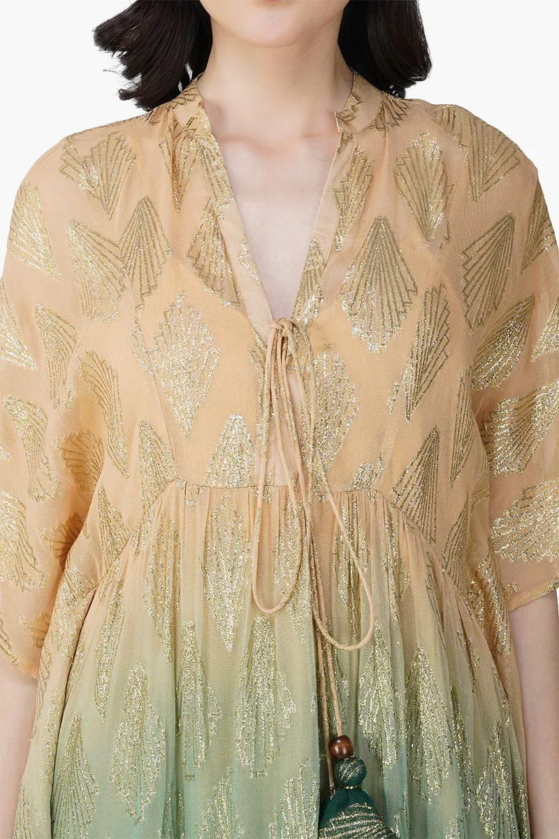 Jungle Green Ombray Lurex Kaftan sold by America & Beyond product image thumbnail 5