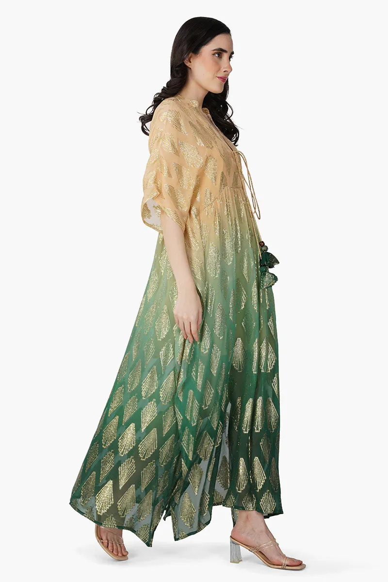 Jungle Green Ombray Lurex Kaftan sold by America & Beyond product image thumbnail 2