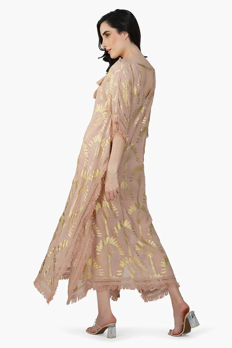 Golden Taupe Foil Printed Kaftan sold by America & Beyond product image thumbnail 4