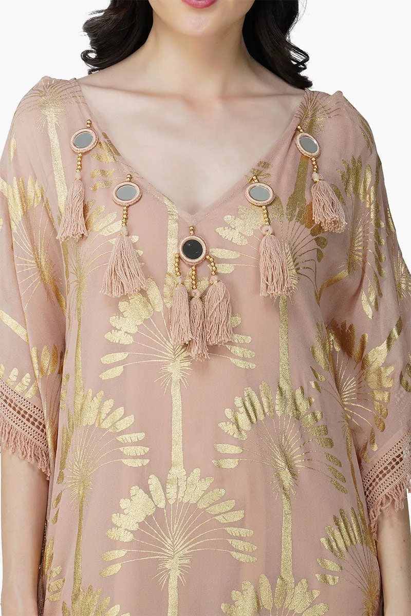 Golden Taupe Foil Printed Kaftan sold by America & Beyond product image thumbnail 5