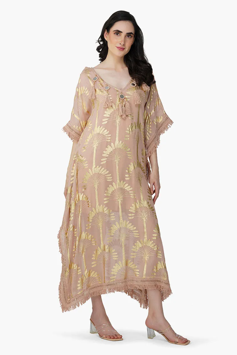 Golden Taupe Foil Printed Kaftan sold by America & Beyond product image thumbnail 2
