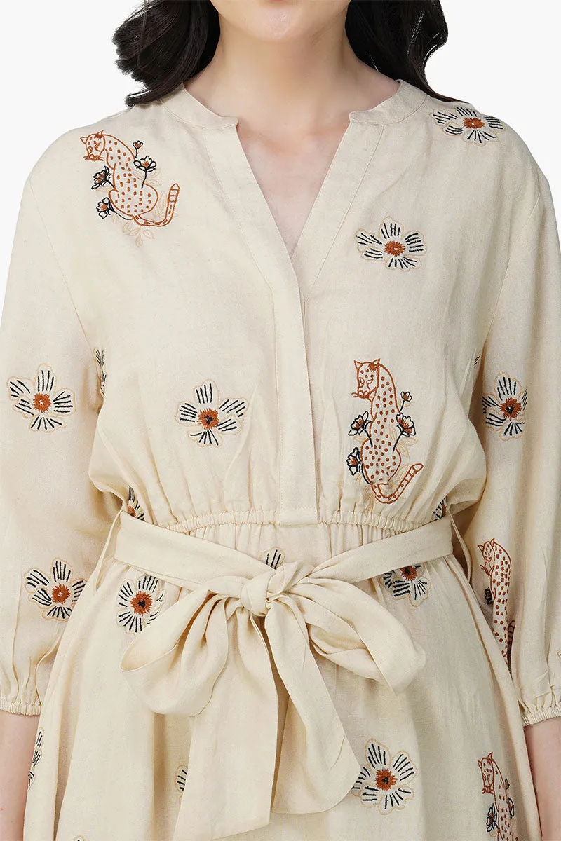 Tiger Bone Floret Embroidered Short Dress sold by America & Beyond product image thumbnail 5