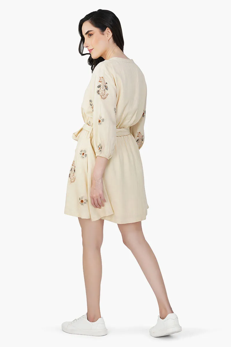 Tiger Bone Floret Embroidered Short Dress sold by America & Beyond product image thumbnail 4