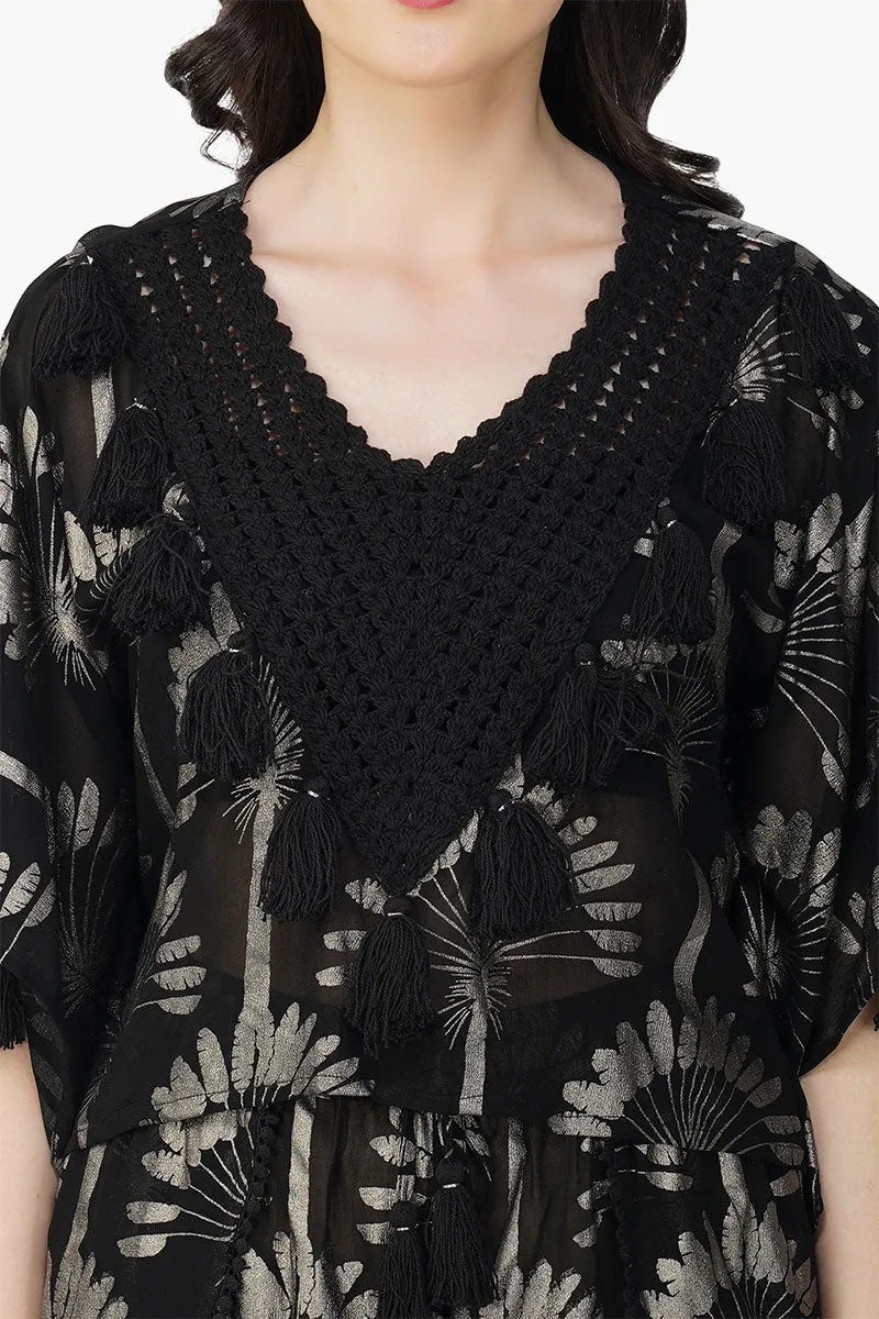 Silver Black Foil Printed Top sold by America & Beyond product image thumbnail 5