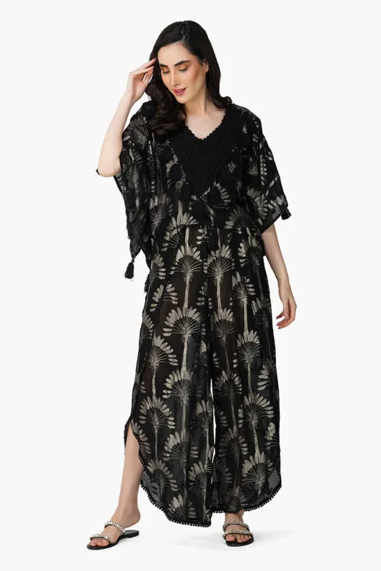 Silver Black Foil Printed Wrap Pants sold by America & Beyond