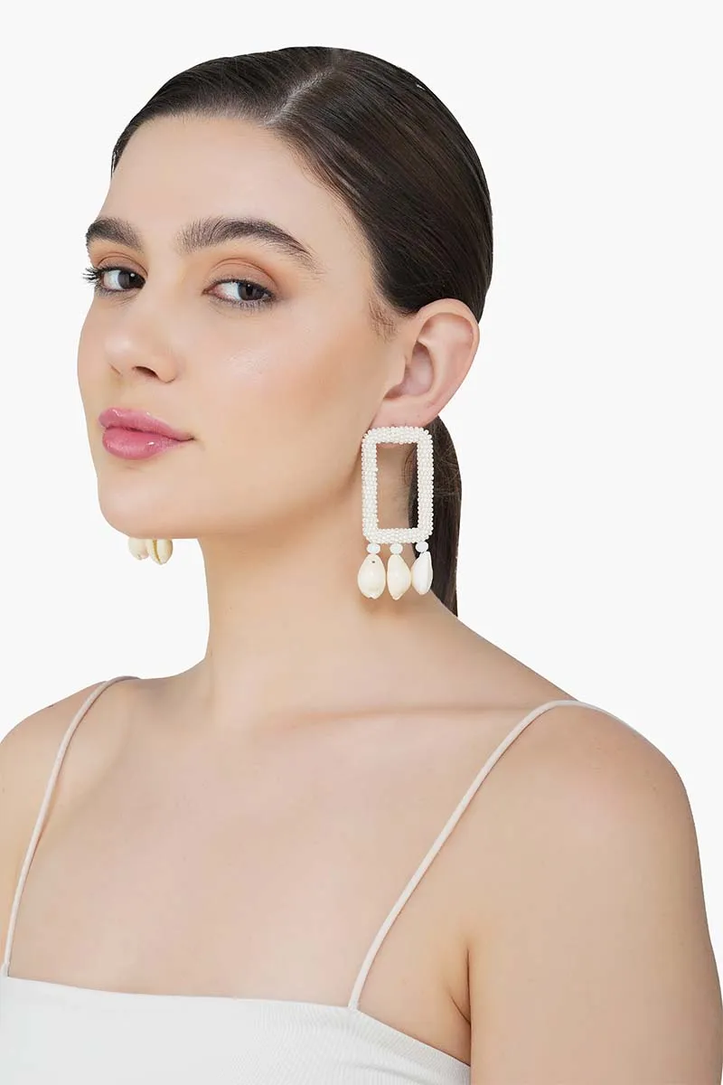 Pearl-Embellished Shell Earrings sold by America & Beyond product image thumbnail 4