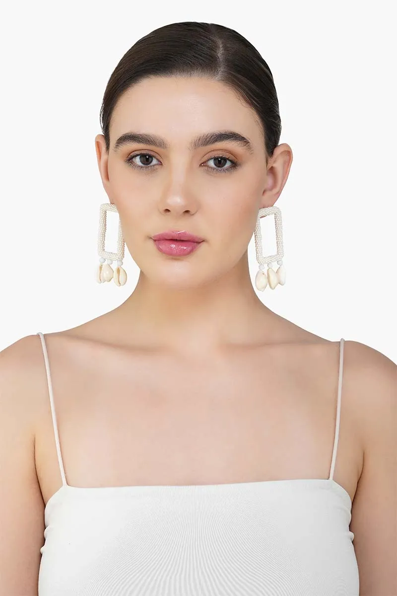 Pearl-Embellished Shell Earrings sold by America & Beyond product image thumbnail 2