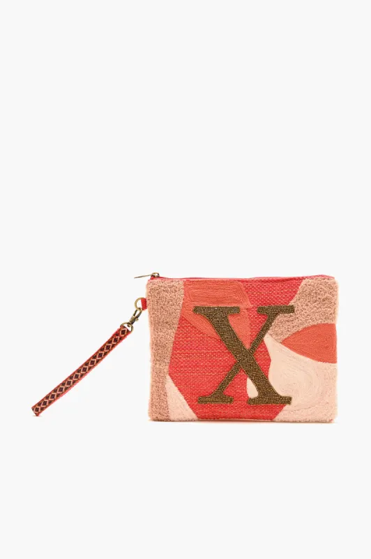 Beaded and Tufted Monogram Pouch-X Initial sold by America & Beyond