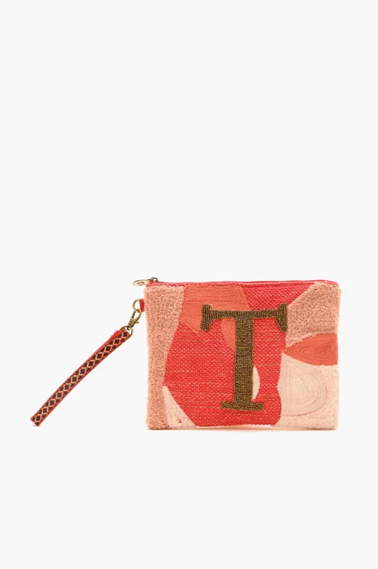 Beaded and Tufted Monogram Pouch-T Initial sold by America & Beyond