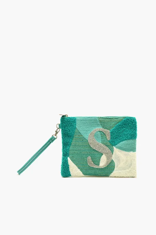 Beaded and Tufted Monogram Pouch-S Initial sold by America & Beyond