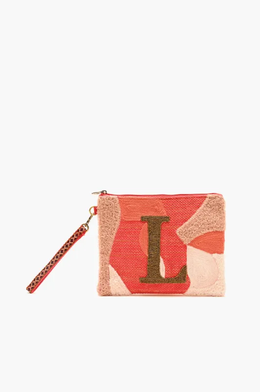 Beaded and Tufted Monogram Pouch-L Initial sold by America & Beyond