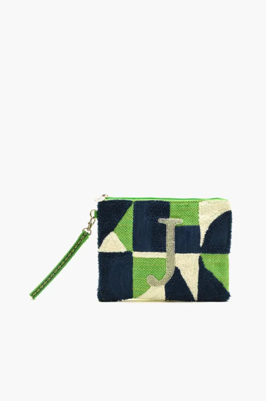 Beaded and Tufted Monogram Pouch-J Initial sold by America & Beyond