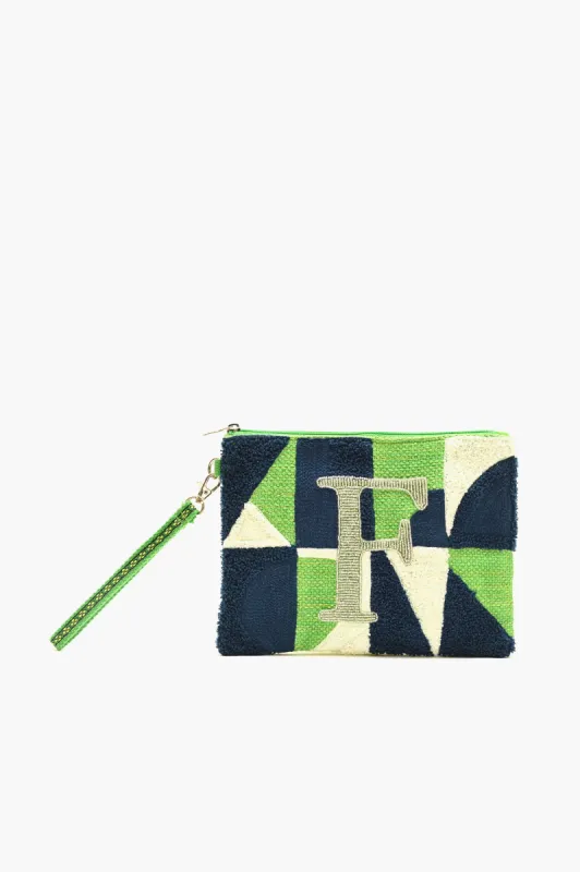 Beaded and Tufted Monogram Pouch-F Initial sold by America & Beyond