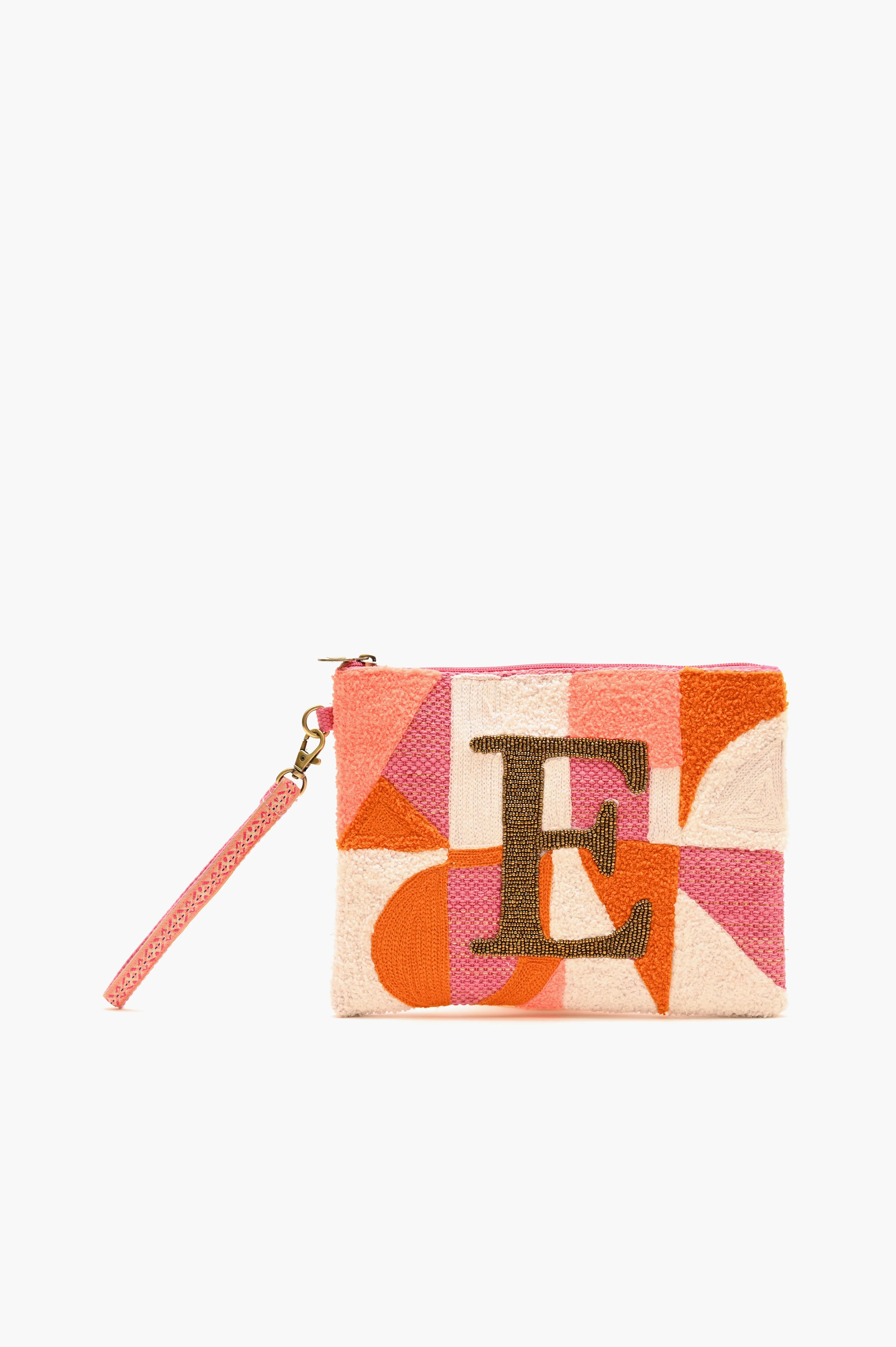 Beaded and Tufted Monogram Pouch-E Initial sold by America & Beyond