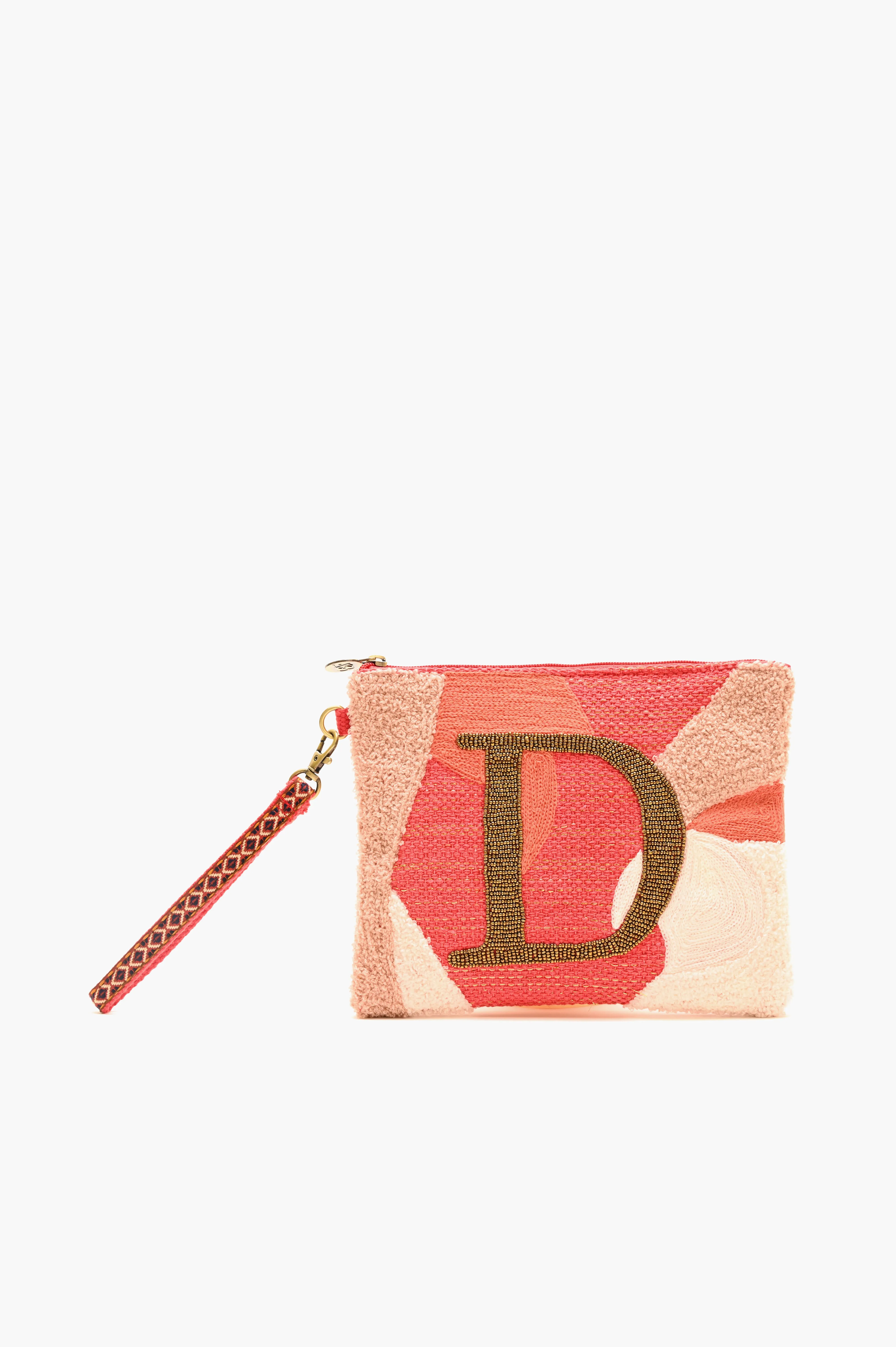 Beaded and Tufted Monogram Pouch-D Initial sold by America & Beyond