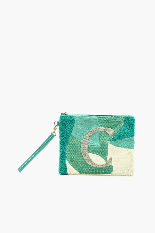 Beaded and Tufted Monogram Pouch-C Initial sold by America & Beyond