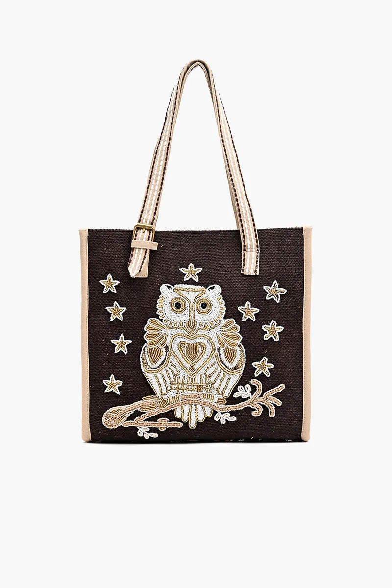 Adorable Creature Tote Beaded Tote-Owl the Twilight Guardian sold by America & Beyond