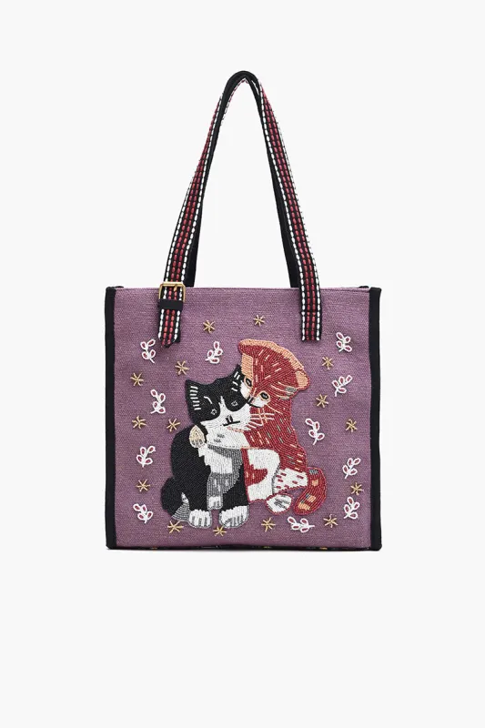 Adorable Creature Tote Beaded Tote-Cat the Shadow Prowler sold by America & Beyond