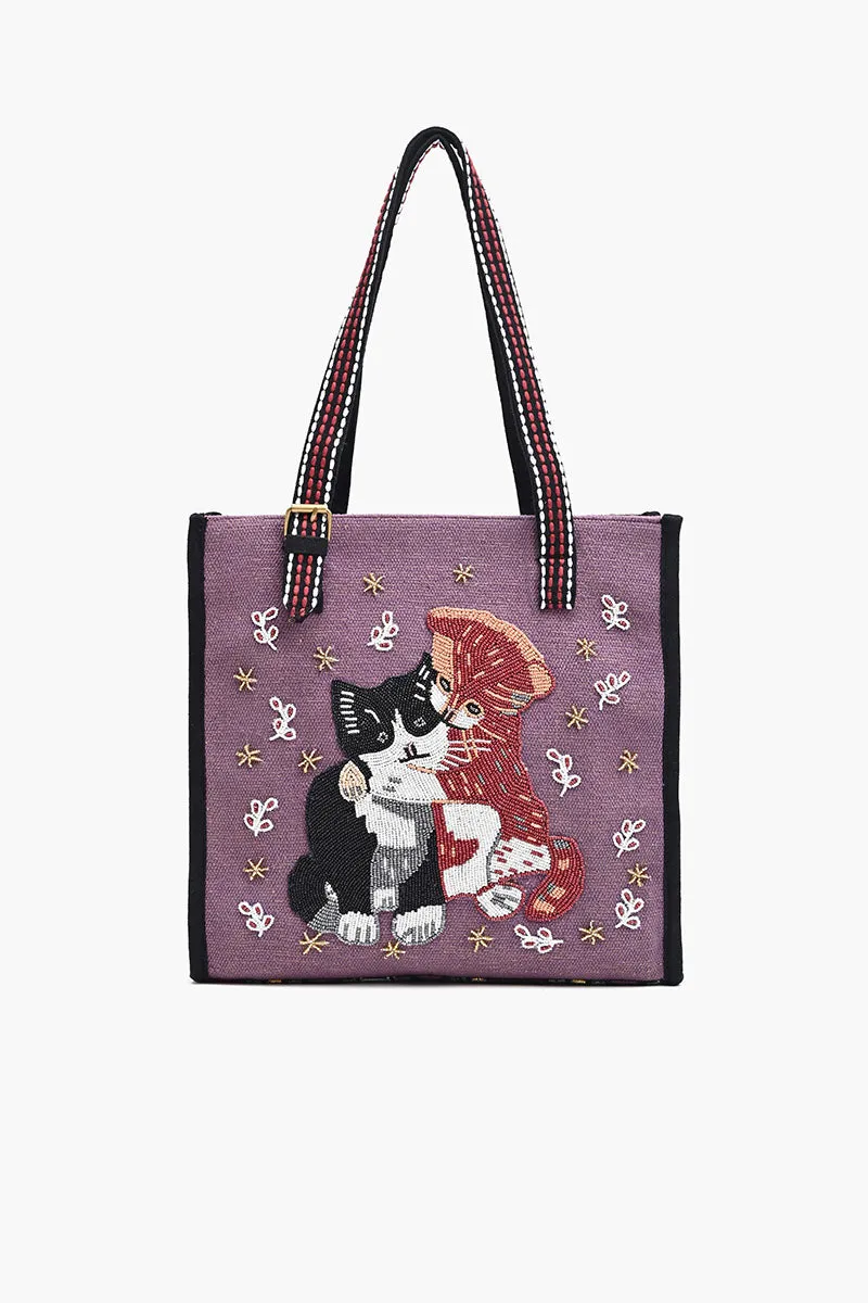 Adorable Creature Tote Beaded Tote-Cat the Shadow Prowler sold by America & Beyond
