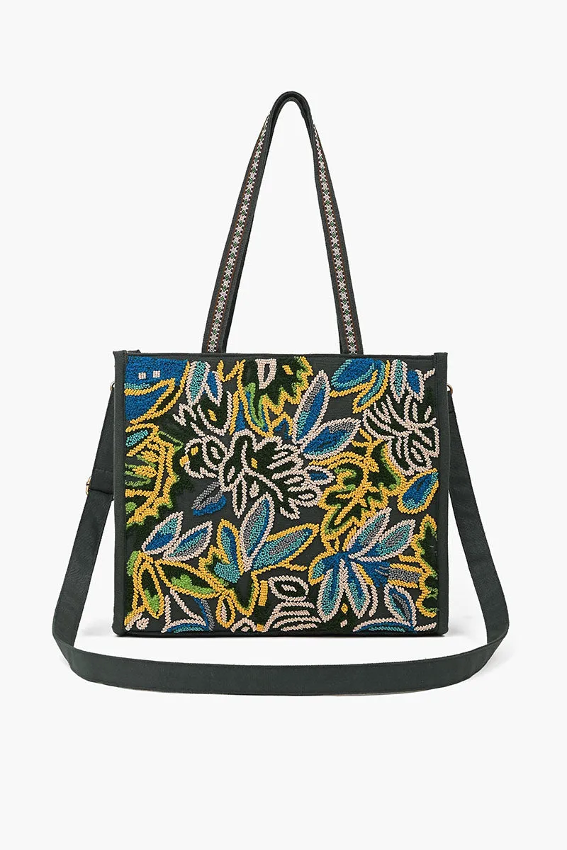Boho Beaded Market Tote with Crossbody-Green sold by America & Beyond