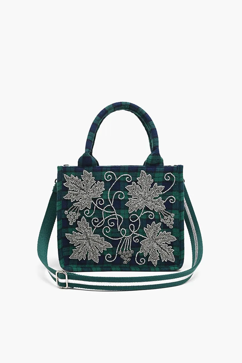 Petite Tote with Embellished Crossbody Strap-Scottish Stripe sold by America & Beyond