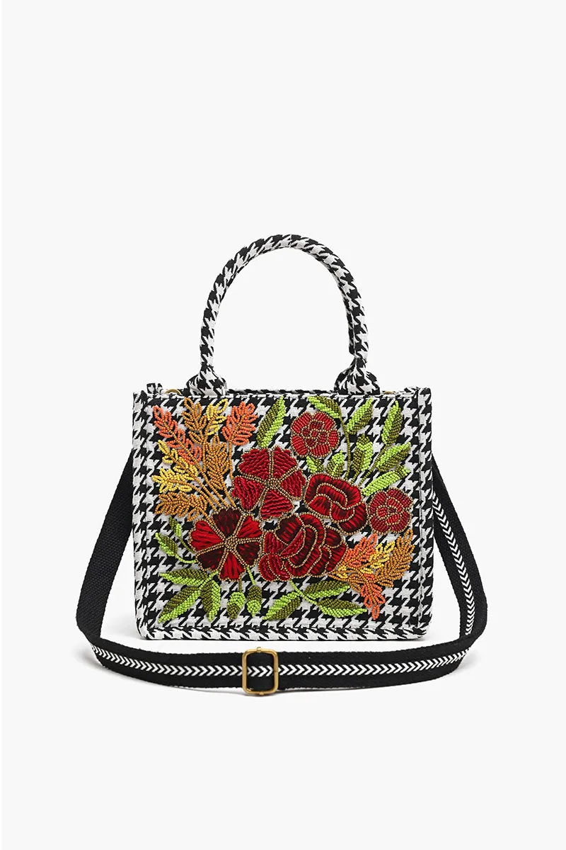 Petite Tote with Embellished Crossbody Strap-Midnight Tweed sold by America & Beyond