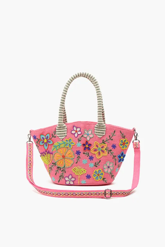 Pink Floral Beaded Mini Jute Tote sold by America & Beyond