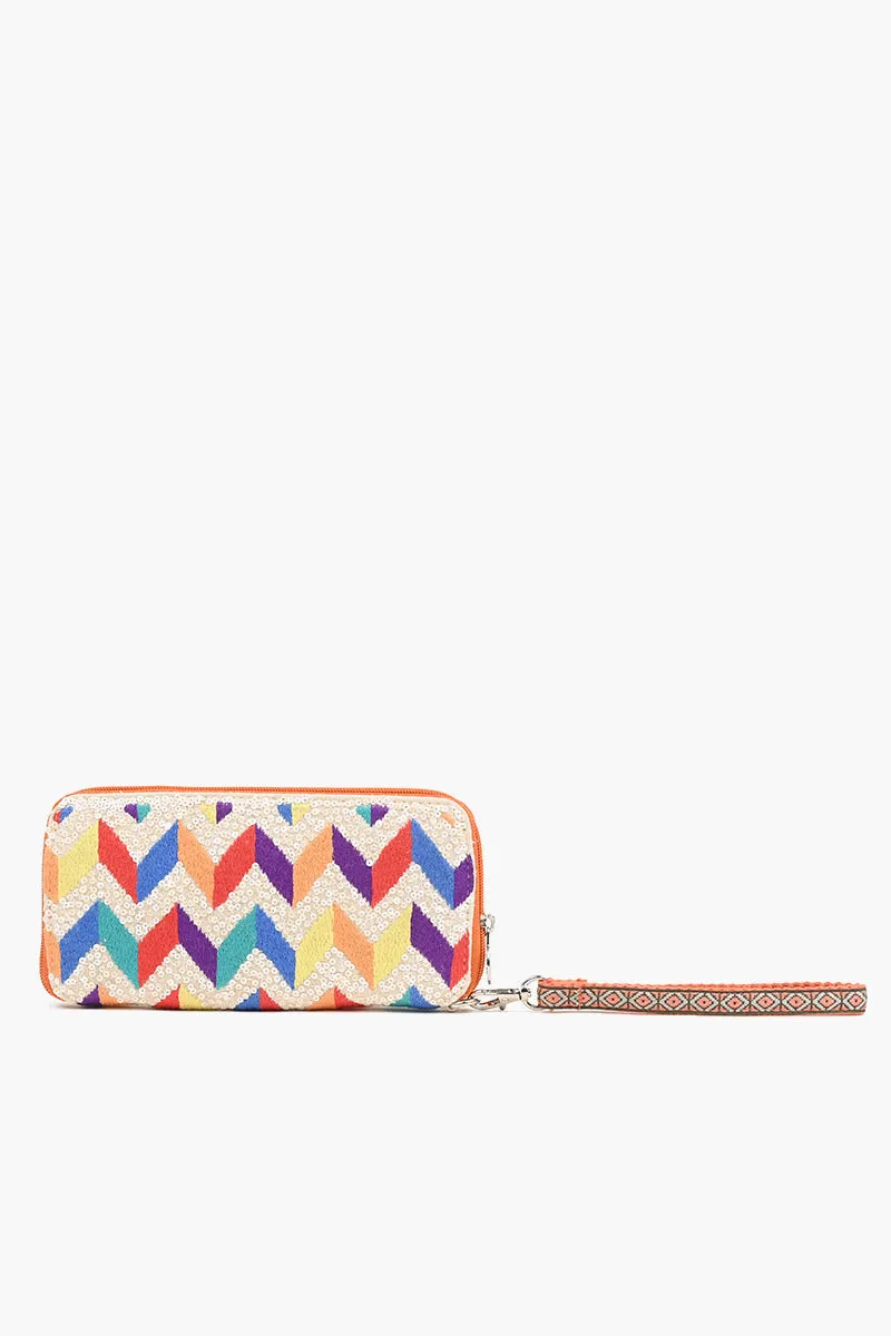 Embellished Wallet with wristlet-Aztec Chevron sold by America & Beyond