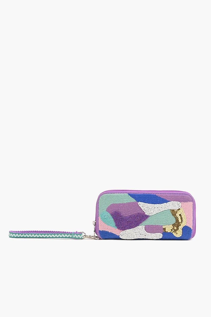 Embellished Wallet with wristlet-Lilac Wave sold by America & Beyond product image thumbnail 2