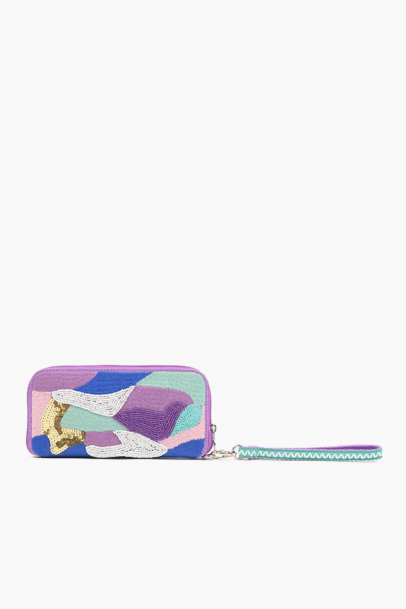 Embellished Wallet with wristlet-Lilac Wave sold by America & Beyond