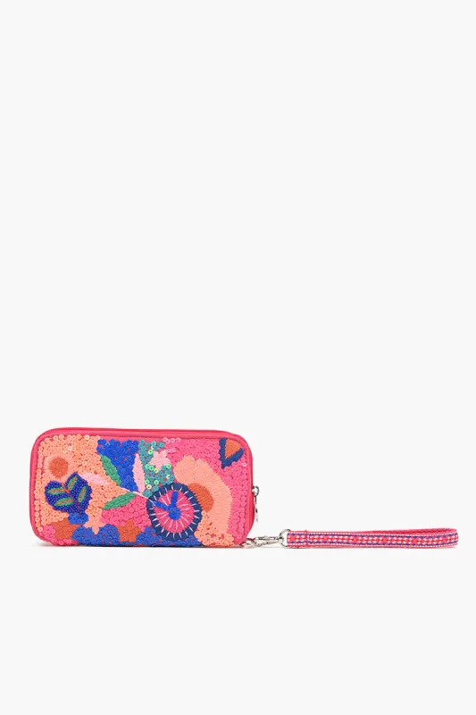 Embellished Wallet with wristlet-Palm Pink sold by America & Beyond
