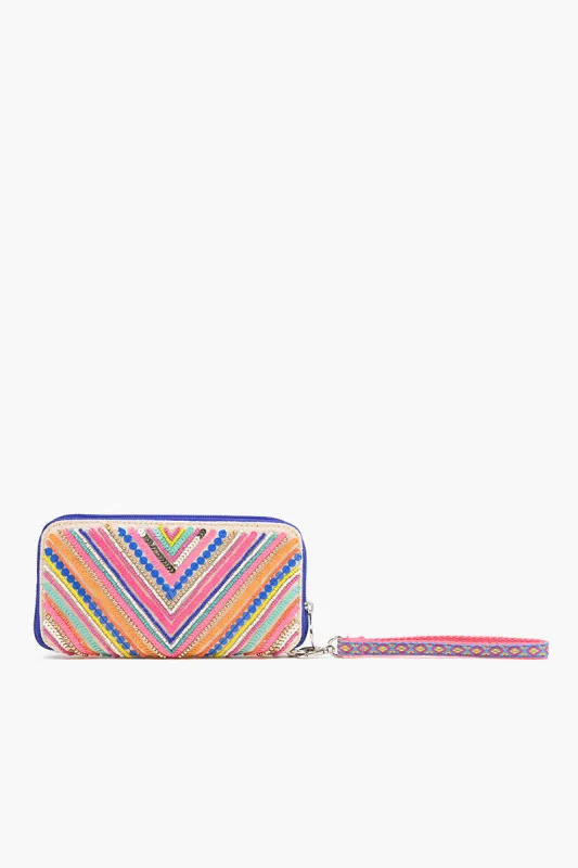 Embellished Wallet with wristlet-Multi Chevron sold by America & Beyond